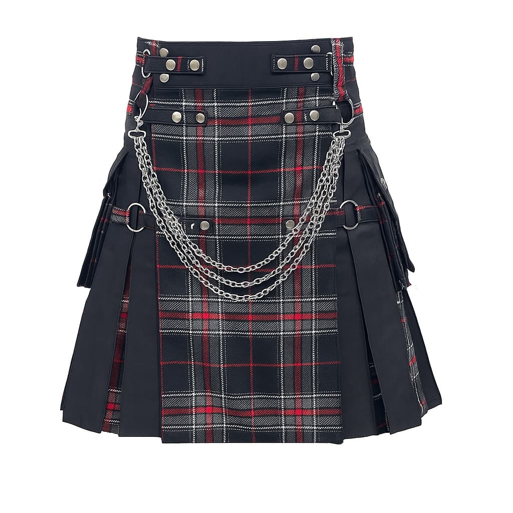Men’s Scottish Gothic Utility Kilt | Spirit of Bruce Tartan Hybrid Kilt with Front Apron & Custom Multi-Tartan Options