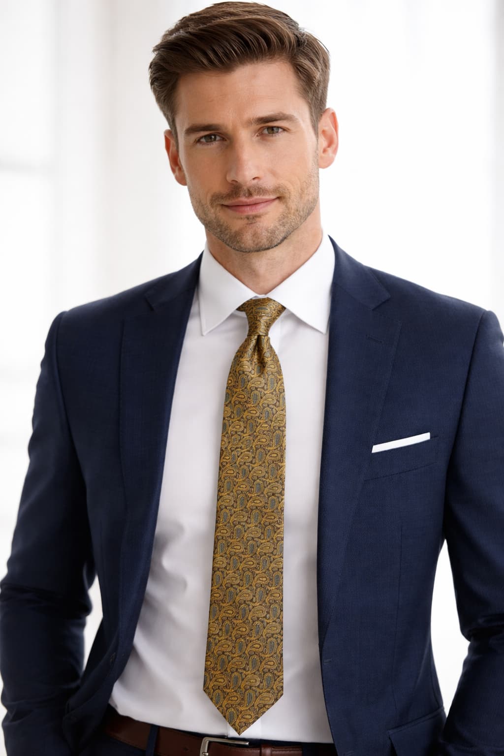 Men & Women Paisley Tie Gold Brown Classic Necktie 145cm x 8cm Formal Wedding Office