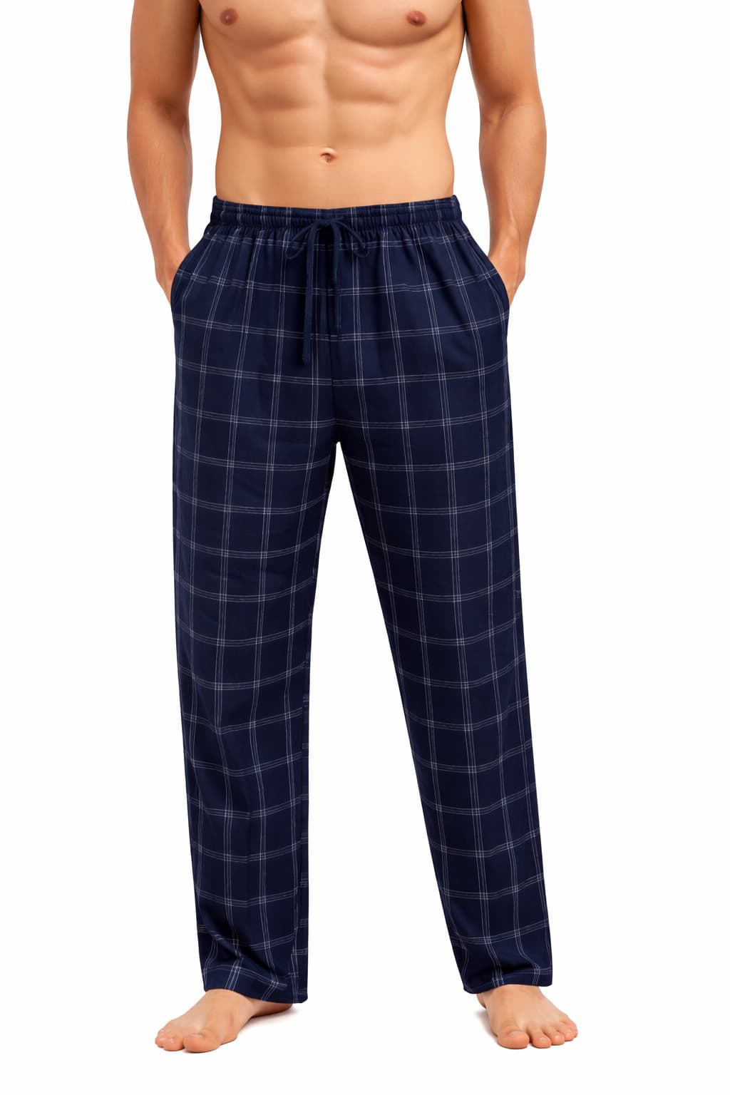 Men’s Plaid Pajama Pants Cotton Sleepwear Elastic Waist Lounge Bottoms