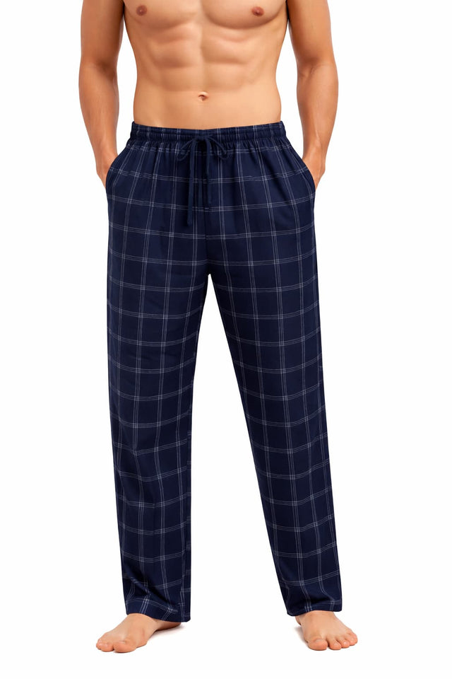 Men’s Plaid Pajama Pants Cotton Sleepwear Elastic Waist Lounge Bottoms