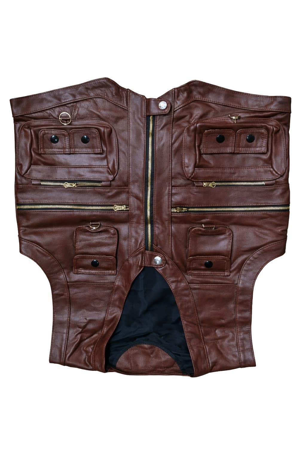 Men’s Slim Fit Genuine Cowhide Leather Vest – Multi Pocket Real Leather Waistcoat
