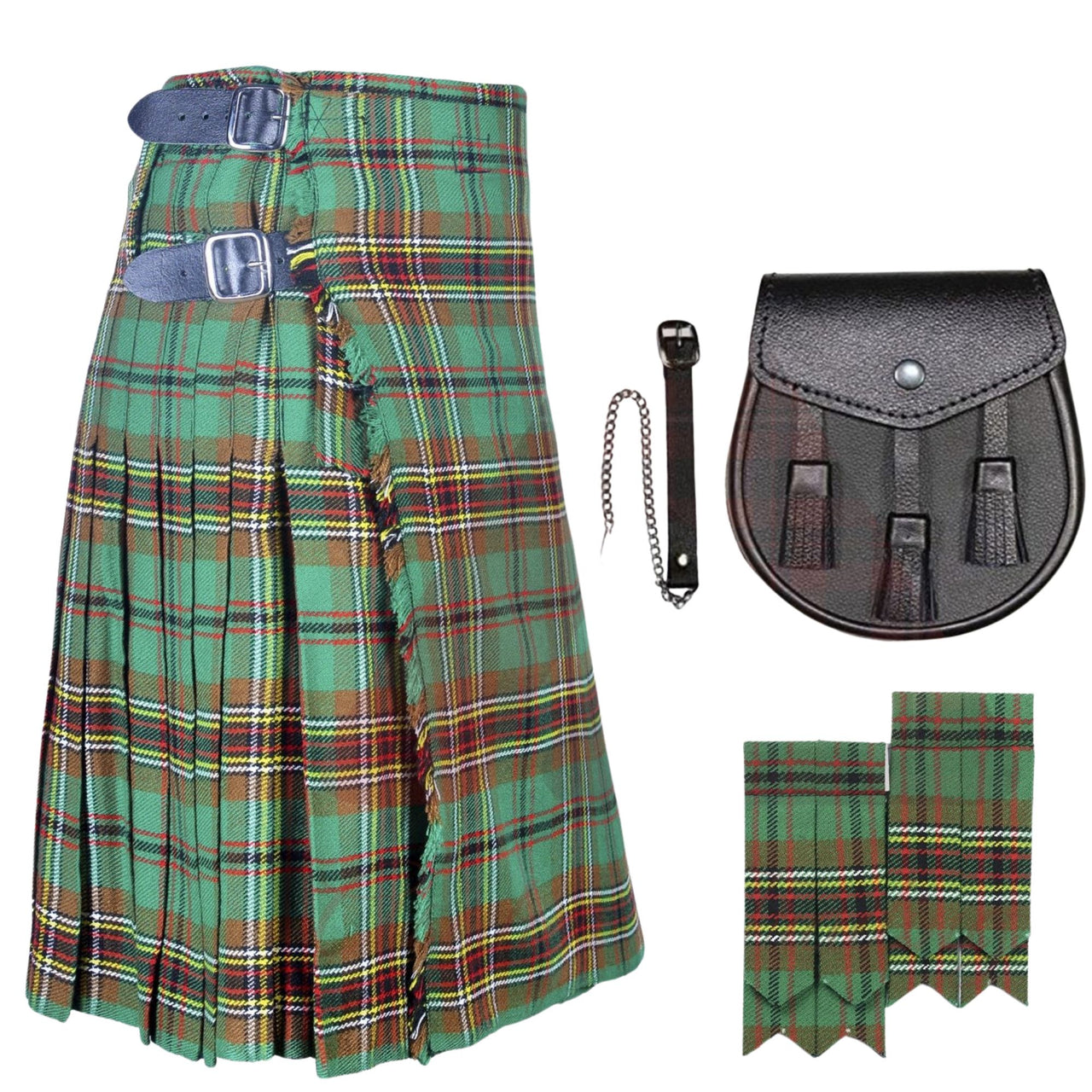 Men's Traditional Tara Murphy 8 Yard Scottish Kilt Outfit with Sporran & Flashes