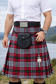 Morton Tartan Traditional 8 Yard Kilt Set with Sporran, Leather Belt, Buckle and Kilt Pin