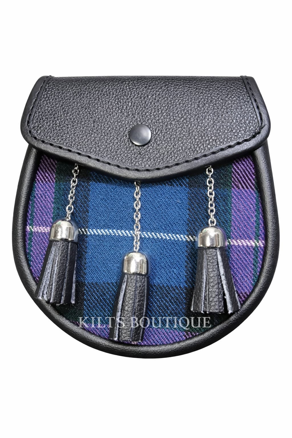 Pride Of Scotland Tartan Sporran Scottish Kilt Sporran with Chain Belt, Highland Dress Accessory, Traditional Daywear Sporran with 3 Tassels