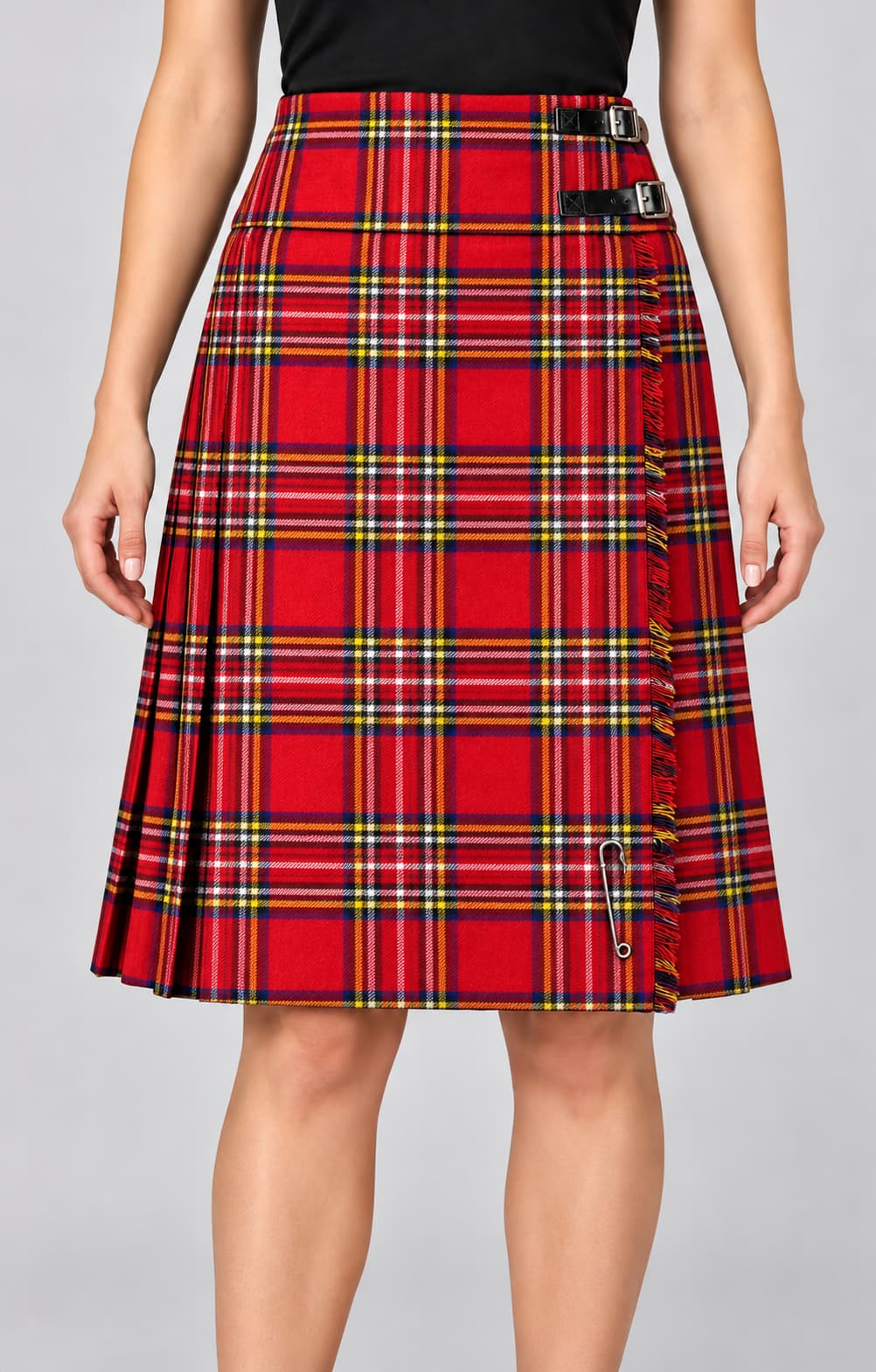 Royal Stewart Ladies Tartan Kilt Skirt, 24-Inch Wool Blend