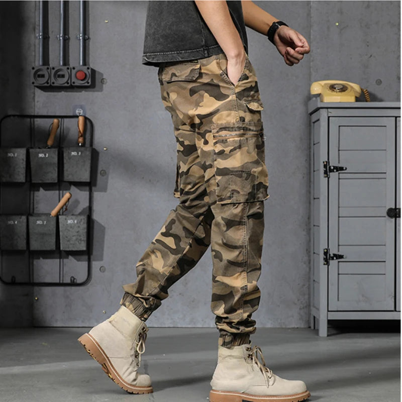 Autumn Camouflage Cargo Pants Men Clothing Cotton Multi-pockets Harem Pants