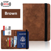 RFID Blocking Passport Holder – PU Leather Travel Wallet with Card Slots & Boarding Pass Pocket