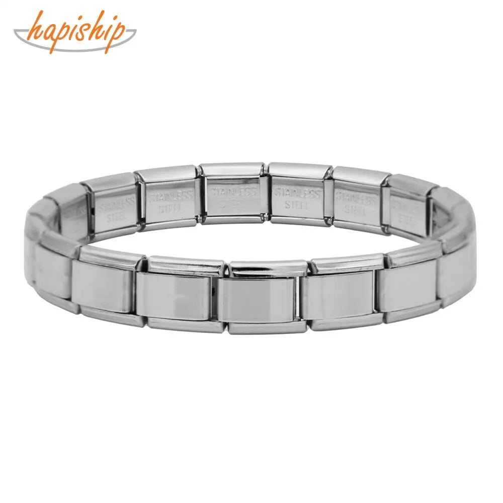 Unisex Stainless Steel Bracelet – 9mm Silver Link Elastic Band, Simple Trendy Charm Jewelry for Daily Wear & Parties