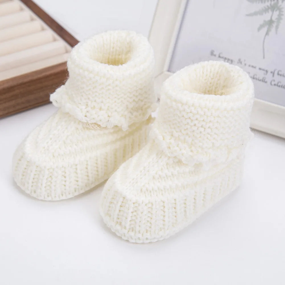 Handmade Baby Knit Booties 0-12 Months – Soft Crochet Infant Socks, Warm Newborn Walking Shoes for Boys & Girls