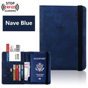 RFID Blocking Passport Holder – PU Leather Travel Wallet with Card Slots & Boarding Pass Pocket