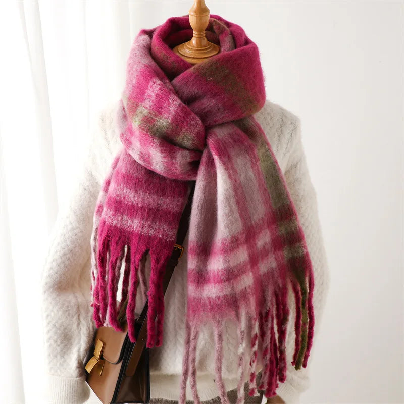 Cashmere-Like Scarf – Thick Warm Tassel Shawl for Men & Women, Student Neck Wrap, Blanket Style Bufanda