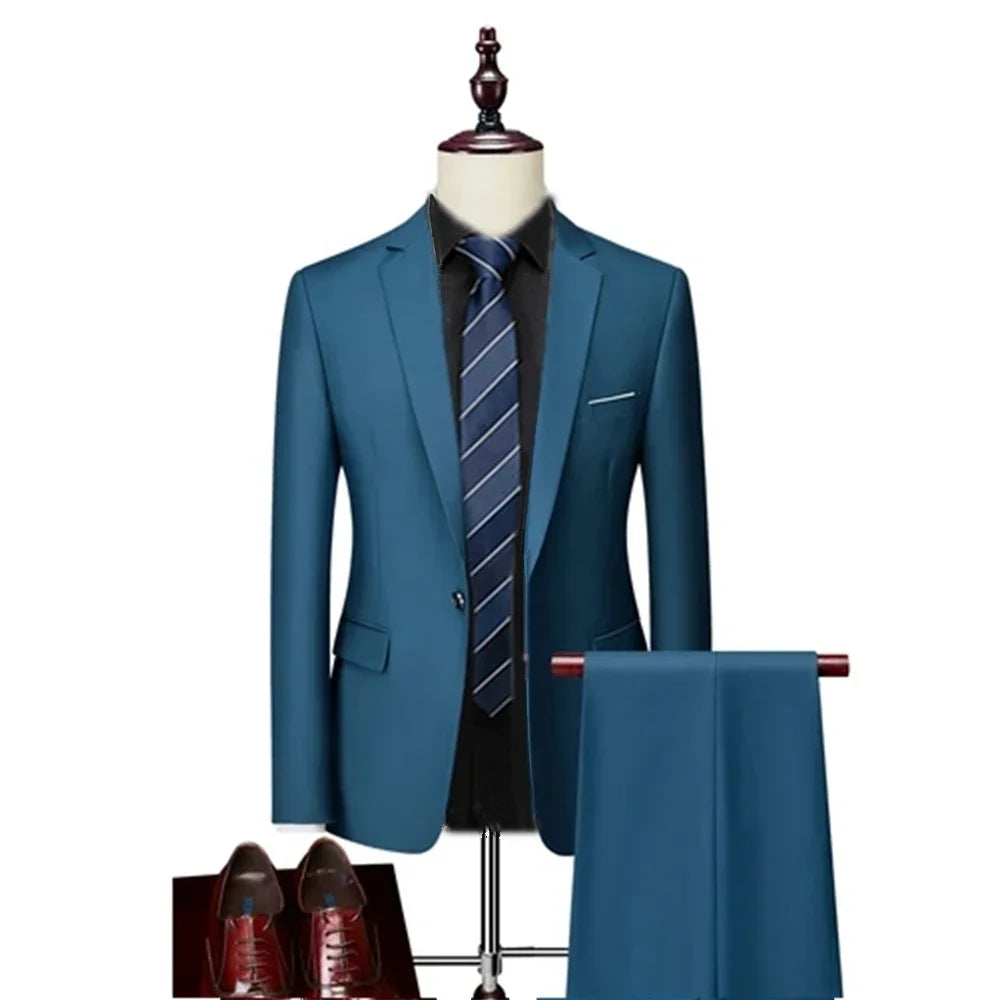 Men’s 3-Piece Slim Fit Suit Set – Blazer, Vest & Pants | Casual Business Solid Color Outfit
