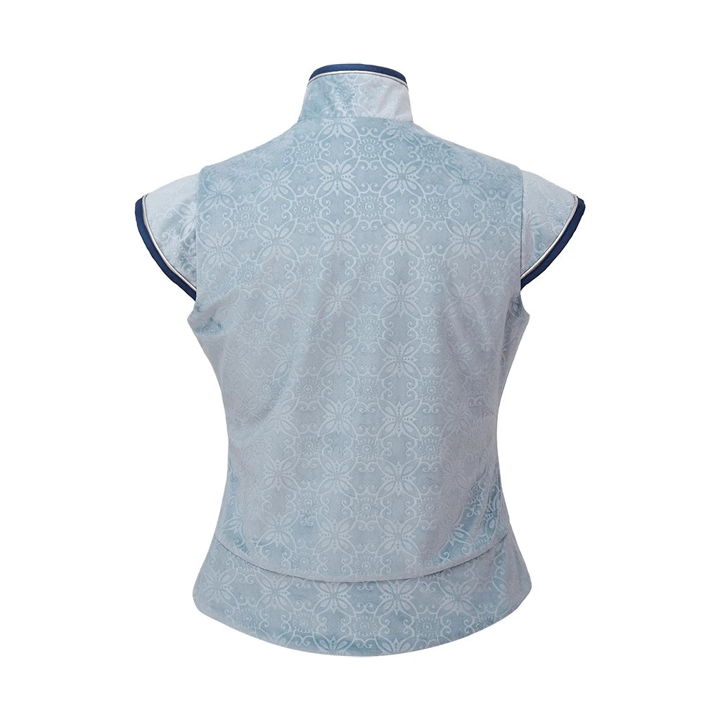 Medieval Renaissance Tudor Elizabethan Jerkin Vest – Colonial Blue Brocade Costume Vest for Men