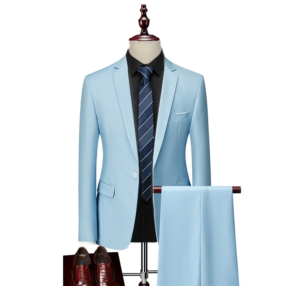 Men’s 3-Piece Slim Fit Suit Set – Blazer, Vest & Pants | Casual Business Solid Color Outfit
