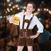 Kids Lederhosen Outfit Bavarian Oktoberfest Costume for Boys & Girls, German Traditional Suspenders Shorts