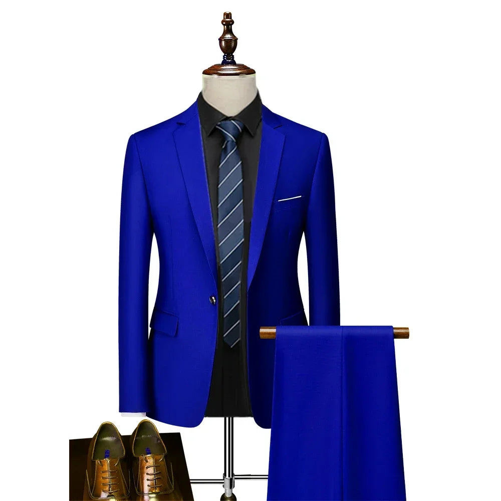 Men’s 3-Piece Slim Fit Suit Set – Blazer, Vest & Pants | Casual Business Solid Color Outfit