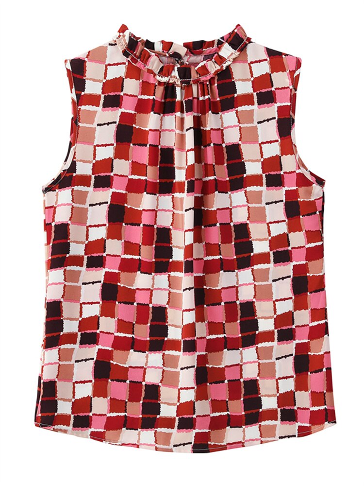 Women Elegant Chiffon Sleeveless Summer Blouse