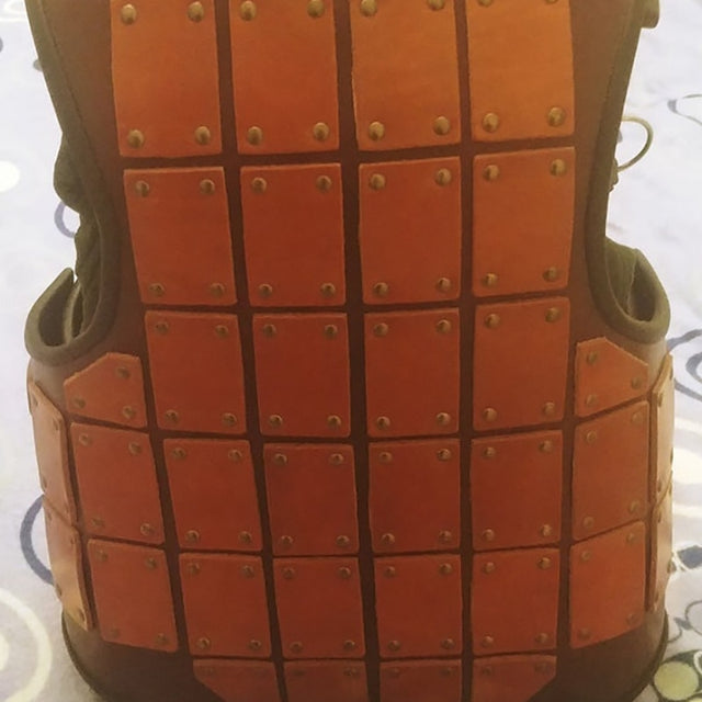 Medieval Brown and Beige leather Mercenarie Brigandine Armor, Viking SCA