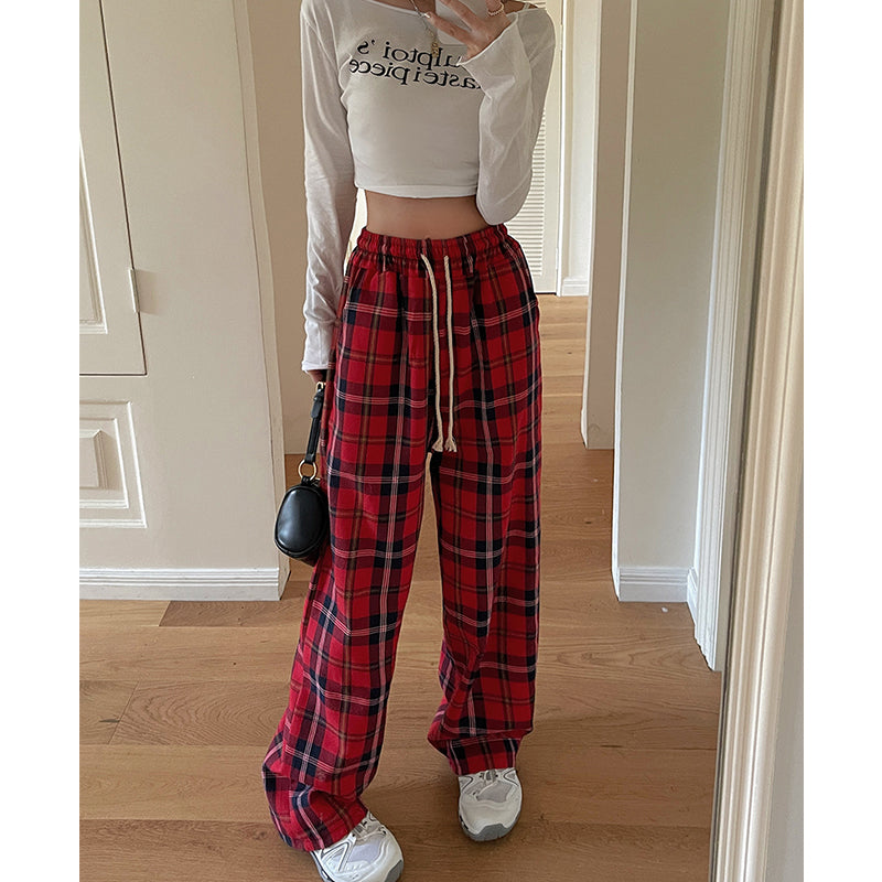 Women Gothic Wide Leg Sweatpants Royal Stewart Pants Trousers