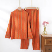 100% Cotton Crepe Winter Pajama Set for Women, Long Sleeve 2 Piece Plus Size Loungewear Sleepwear