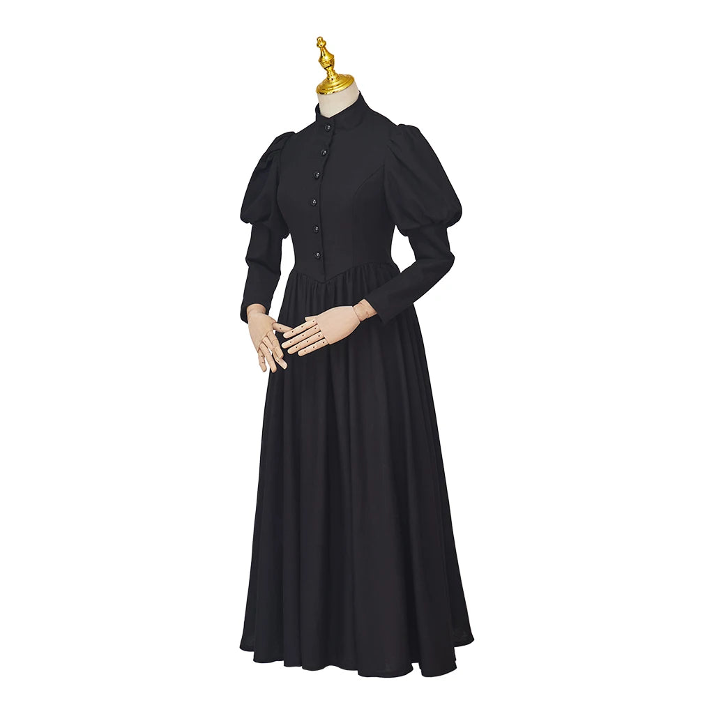 Victorian Mourning Dress Victorian Day Dress Black Bustle Dress Gothic Steampunk Ball Gown Dress