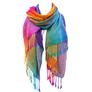 Luxury Rainbow Paisley Pashmina Scarf – Soft Silk-Feel Fashion Shawl Wrap