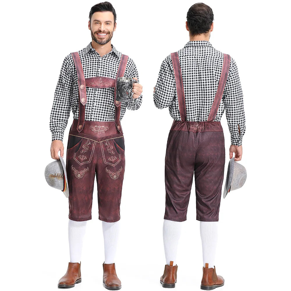 Men's German Munich Oktoberfest Lederhosen Suspenders Costume Bavarian POLYESTER