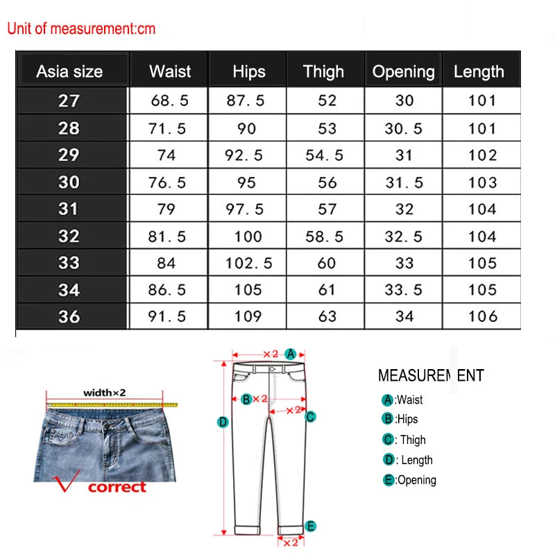 Grey Denim Jeans Male Elastic Pants Fashion Men's Long Thin slim fit