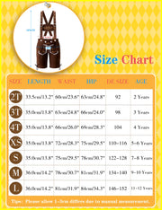 Kids Lederhosen Outfit Bavarian Oktoberfest Costume for Boys & Girls, German Traditional Suspenders Shorts