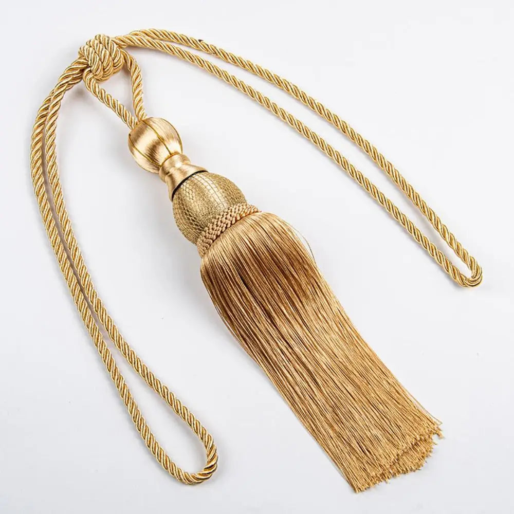 Curtain Tassel Tiebacks – Punch-Free Polyester Yarn Tassel with Gold Wire & Decorative Hanging Balls – Multicolor Window Drapery Holdbacks