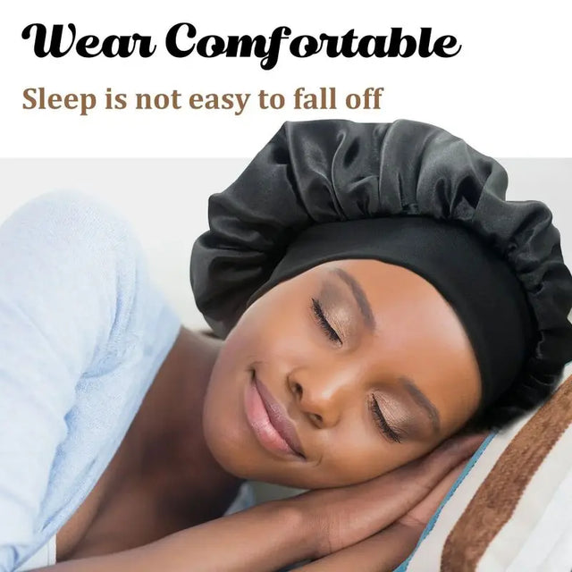 Large Satin Bonnet,Silk Bonnet Hair Wrap for Sleeping, Sleep Cap With Elastic Soft Band, Big Bonnets