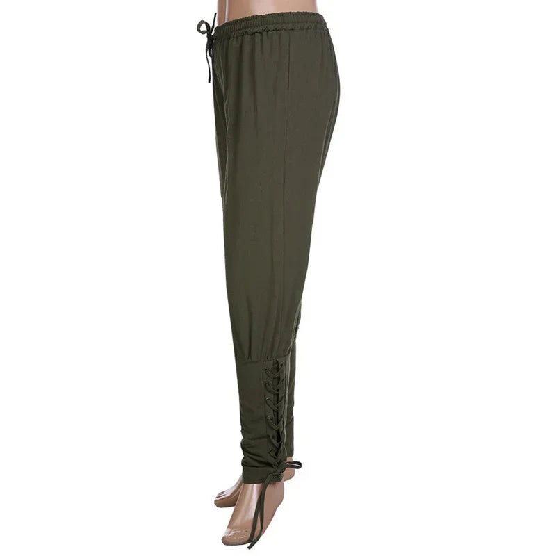Men’s Renaissance Pirate Pants – Medieval Viking Trousers with Lace‑Up Cuffs
