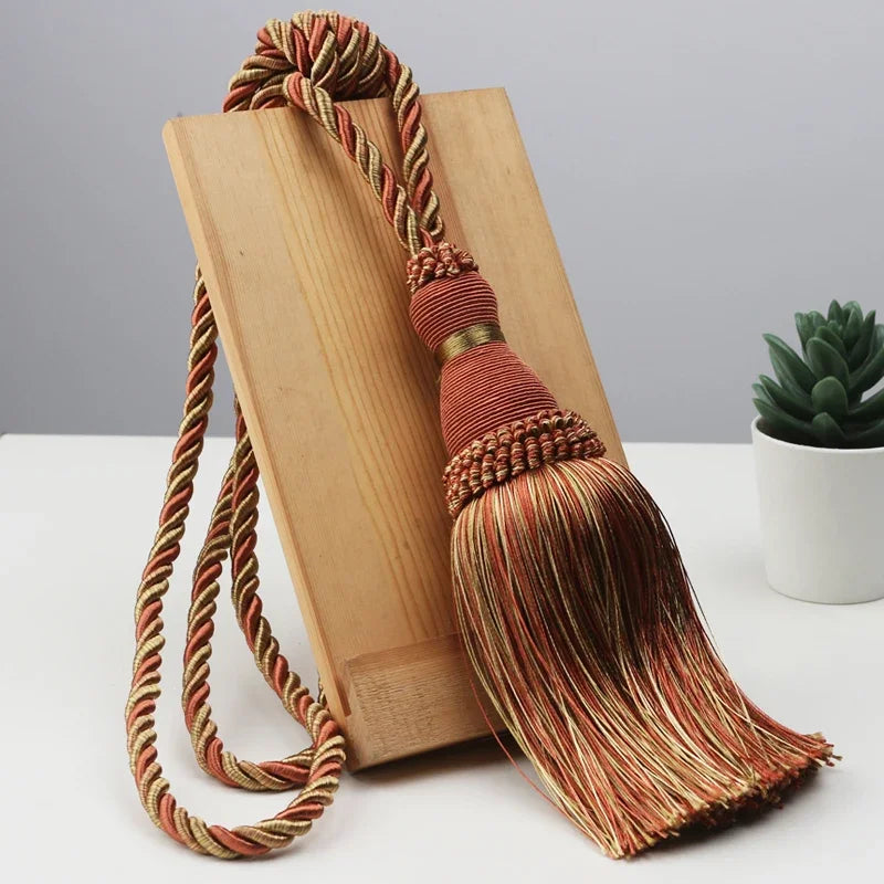 Polyester Tassel Curtain Tiebacks – Handmade Rope Curtain Holdbacks with Decorative Hanging Balls for Living Room & Home Déco