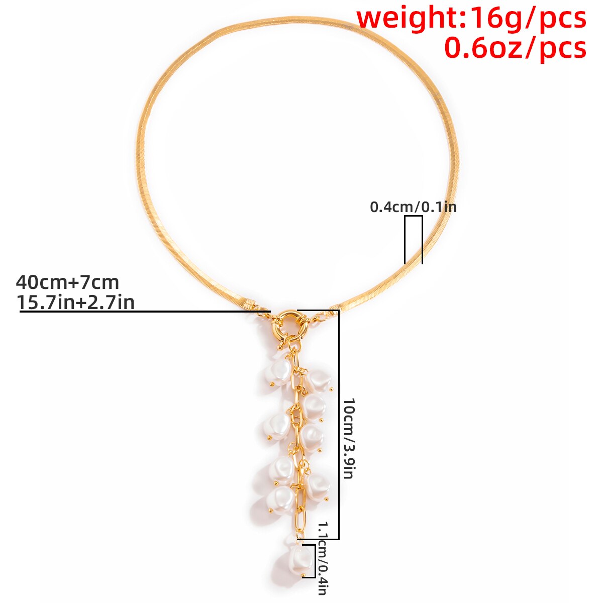 Pearl Pendant Snake Chain Tassel Choker Necklace