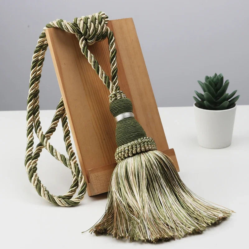 Polyester Tassel Curtain Tiebacks – Handmade Rope Curtain Holdbacks with Decorative Hanging Balls for Living Room & Home Déco