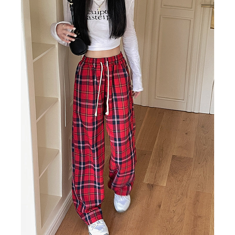 Women Gothic Wide Leg Sweatpants Royal Stewart Pants Trousers