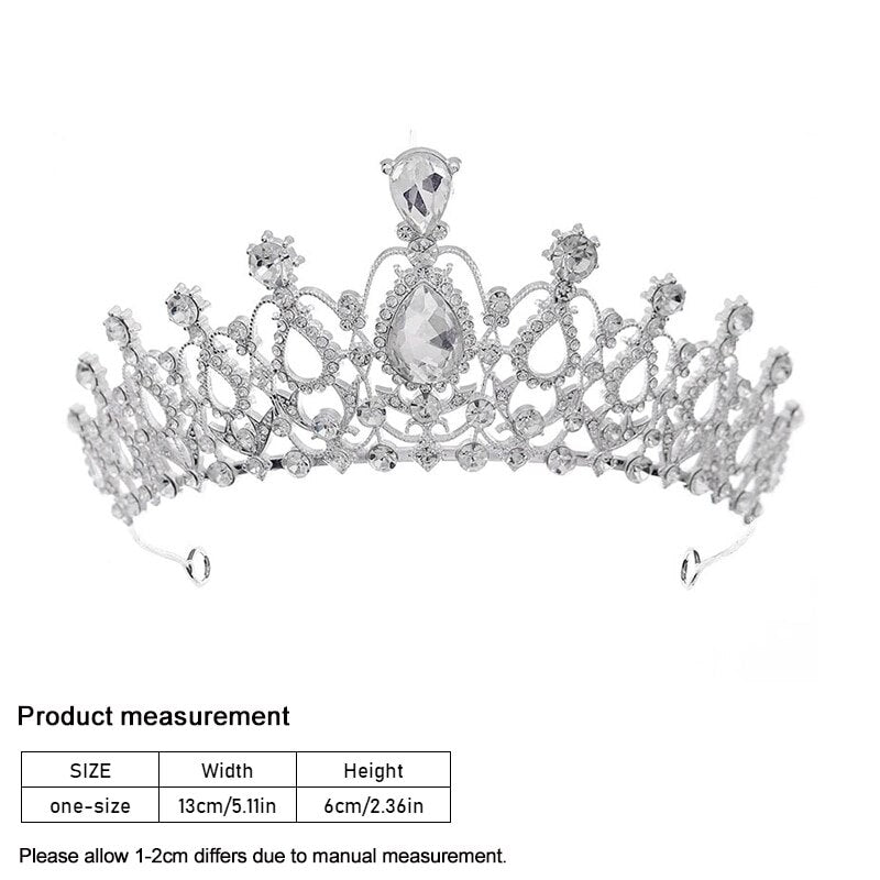 Crystal Wedding Tiara for Women Royal Queen Crown Rhinestone Princess