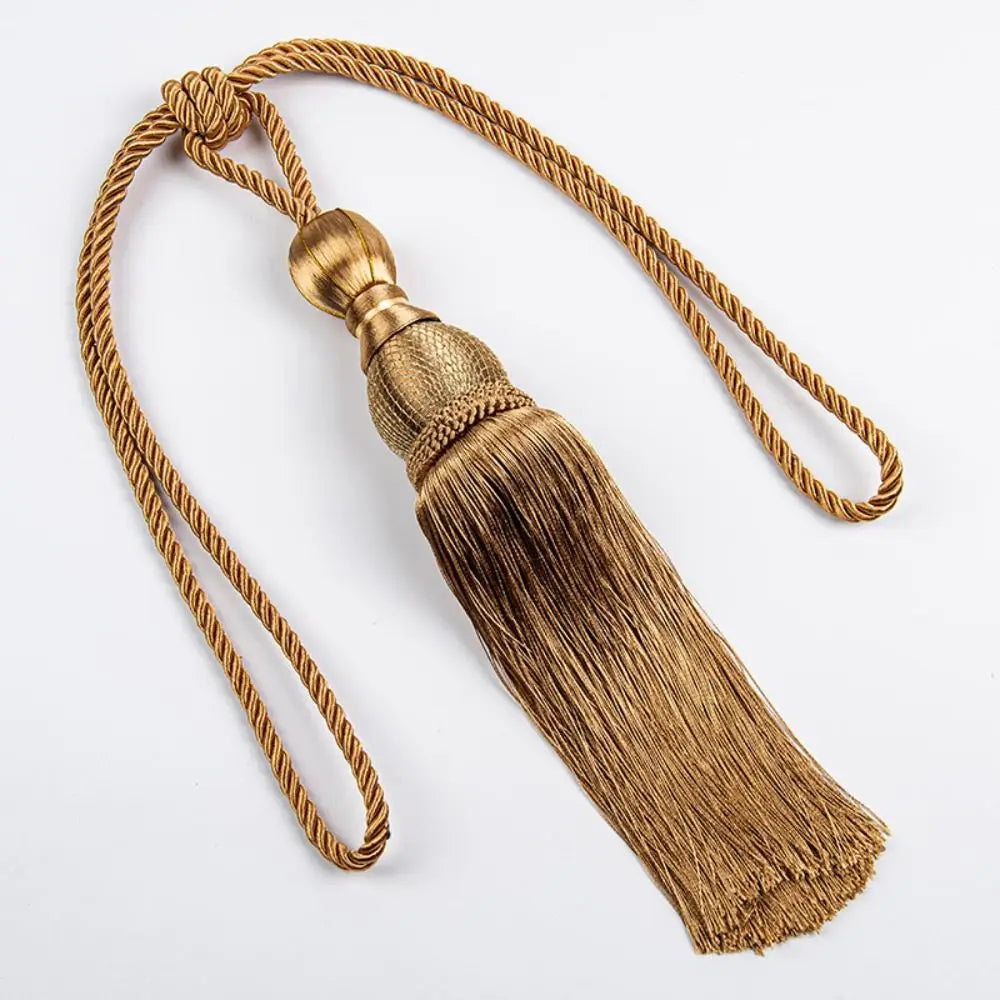 Curtain Tassel Tiebacks – Punch-Free Polyester Yarn Tassel with Gold Wire & Decorative Hanging Balls – Multicolor Window Drapery Holdbacks