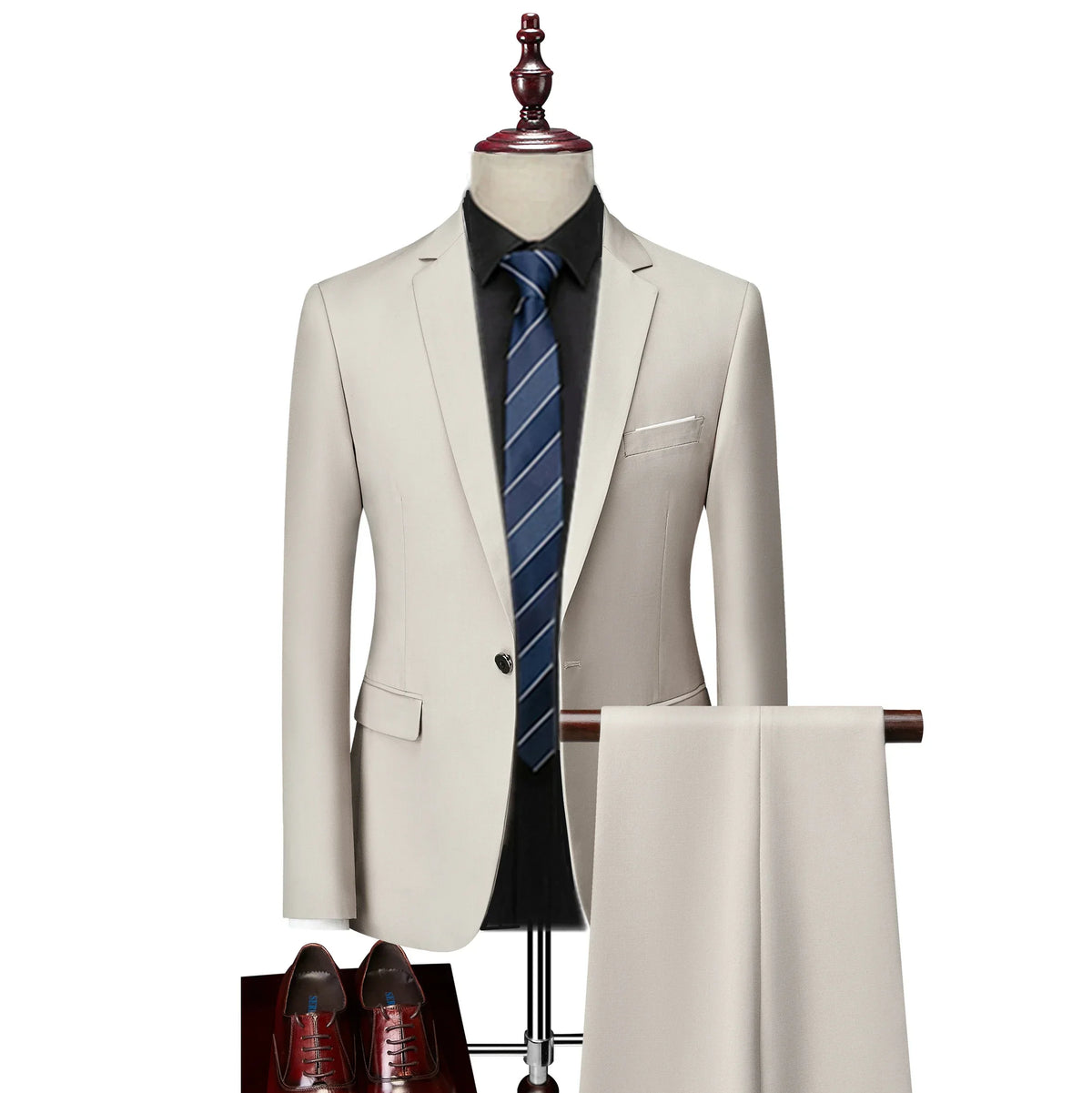 Men’s 3-Piece Slim Fit Suit Set – Blazer, Vest & Pants | Casual Business Solid Color Outfit