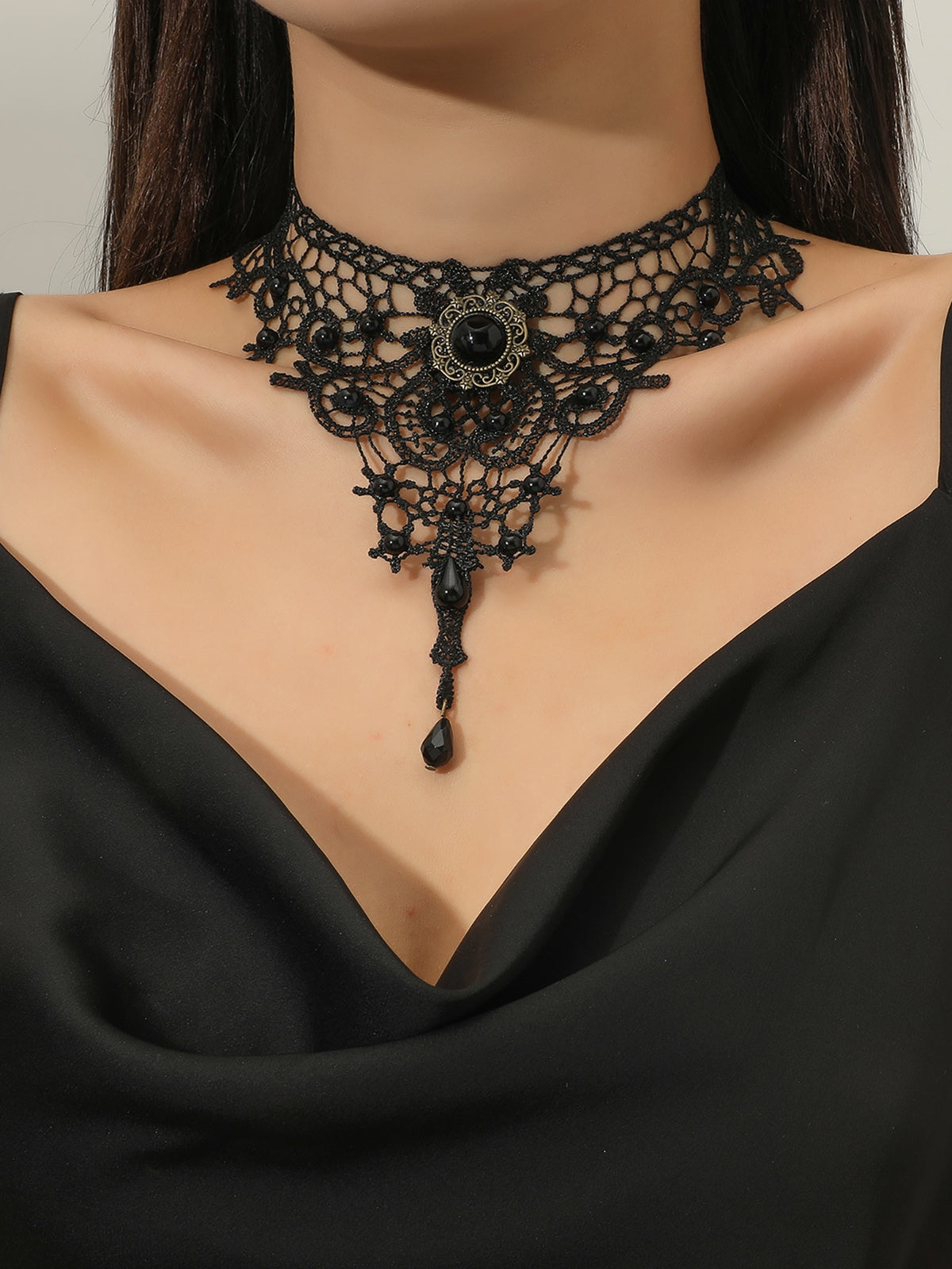Lace Ladies Necklace Women's Exaggerated Black Clavicle Chain Collar