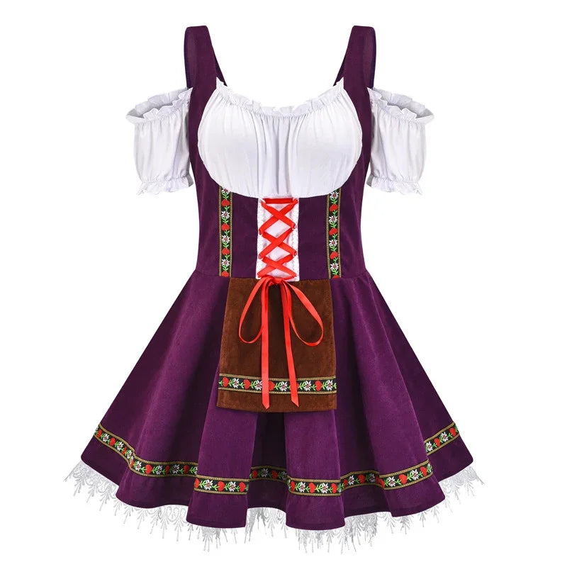 Women’s Dirndl Dress – Traditional Bavarian Oktoberfest Costume with Apron
