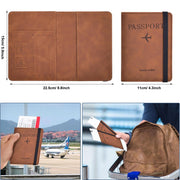 RFID Blocking Passport Holder – PU Leather Travel Wallet with Card Slots & Boarding Pass Pocket