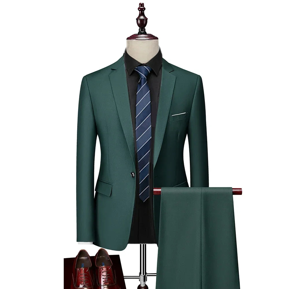 Men’s 3-Piece Slim Fit Suit Set – Blazer, Vest & Pants | Casual Business Solid Color Outfit