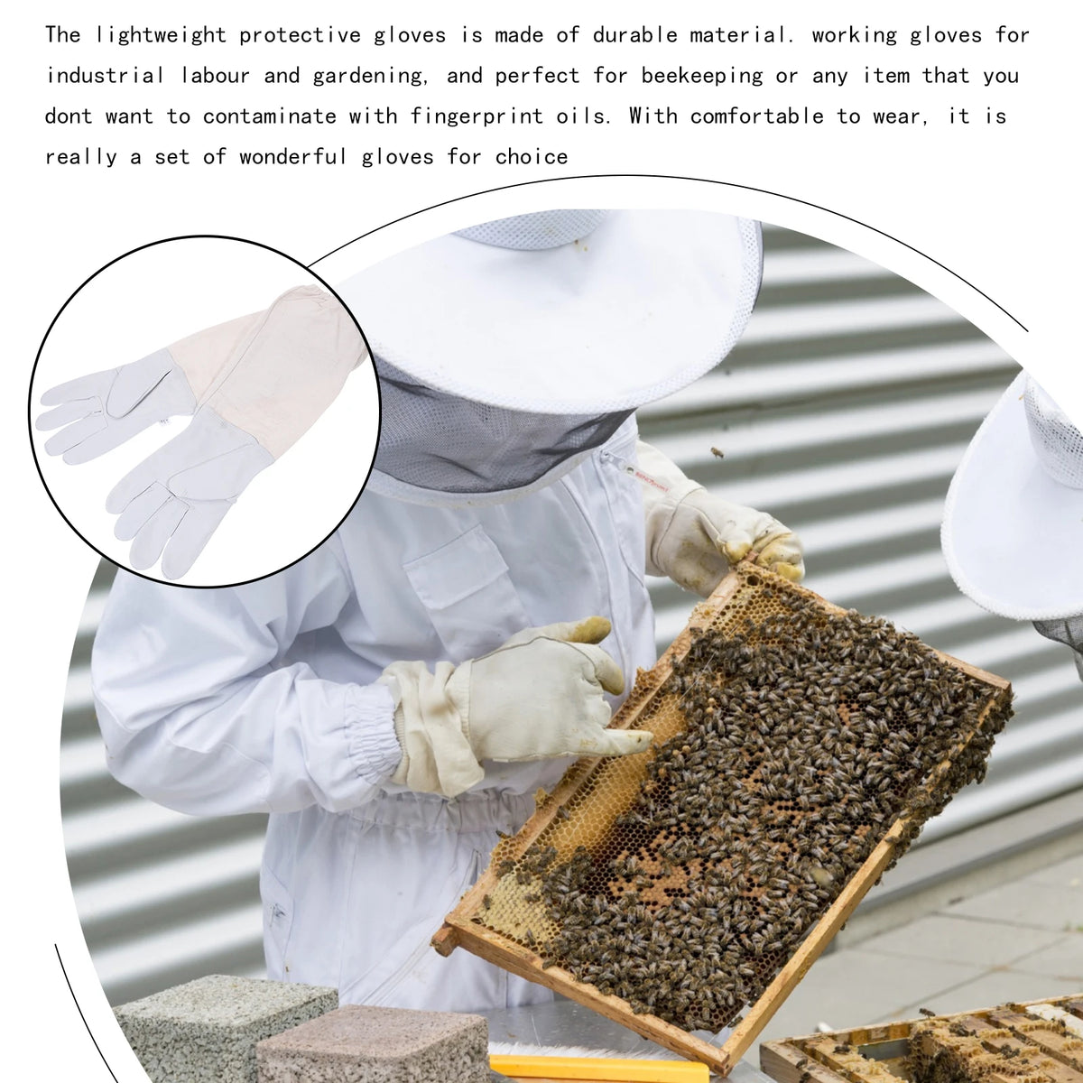 Lightweight Durable Beekeeping Gloves Set – Safety Work Gloves for Beekeeping, Gardening & Industrial Use