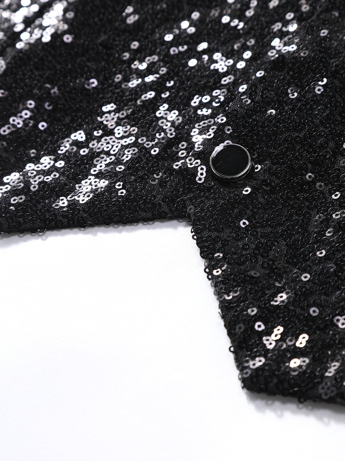 Men’s Black Sequin Waistcoat – Formal Party Vest with Satin Lapel for Wedding, Prom, Stage, Show