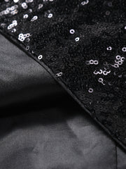 Men’s Black Sequin Waistcoat – Formal Party Vest with Satin Lapel for Wedding, Prom, Stage, Show