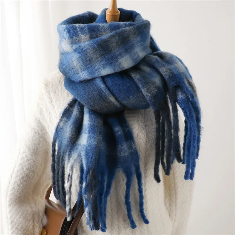 Cashmere-Like Scarf – Thick Warm Tassel Shawl for Men & Women, Student Neck Wrap, Blanket Style Bufanda