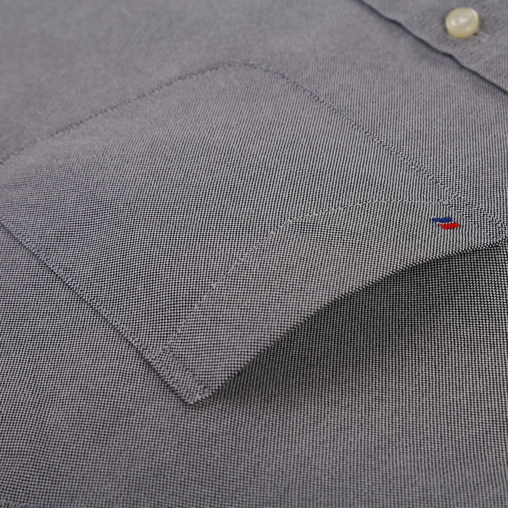 Men's Fashion Long Sleeve Solid Oxford Shirt Single Patch Pocket Standard-fit Button-down Collar Shirts