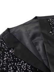 Men’s Black Sequin Waistcoat – Formal Party Vest with Satin Lapel for Wedding, Prom, Stage, Show