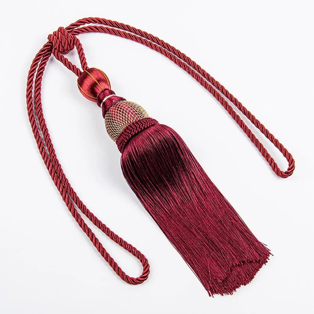 Curtain Tassel Tiebacks – Punch-Free Polyester Yarn Tassel with Gold Wire & Decorative Hanging Balls – Multicolor Window Drapery Holdbacks